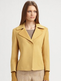 Wool/angora lend a soft hand to this sharply tailored jacket.Notched collarConcealed snap frontThree-quarter sleevesVented cuffsFully linedAbout 21 from shoulder to hem65% wool/35% angoraDry cleanImported of Italian fabricModel shown is 5'11 (180cm) wearing US size 4. Wool/angora lend a soft hand to this sharply tailored jacket.Notched collarConcealed snap frontThree-quarter sleevesVented cuffsFully linedAbout 21 from shoulder to hem65% wool/35% angoraDry cleanImported of Italian fabricModel shown is 5'11 (180cm) wearing US size 4.