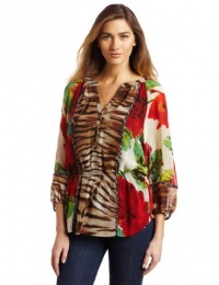 Calvin Klein Women's Print Mixed Peasant Calvin Klein Women's Print Mixed Peasant