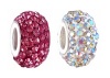 Two (2) Piece Pandora Style Charm Beads - Pave Crystal Style (14mm x 9mm) (fits Pandora, Biagi, Chamilia & Troll too) ~ Rose Pink and Clear AB Iridescent (FB168)