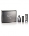 Gucci by Gucci Pour Homme combines classic masculine appeal with cool, contemporary elegance. This iconic fragrance culminates both vision and tradition, encompassing Gucci's iconic, luxurious heritage. With its warm, intense scent, Gucci by Gucci Pour Homme speaks to the powerful, sensual man who embodies the brand's rich legacy. Set contains: Eau de Toilette (90ml, 3 oz.), Eau de Toilette (30ml, 1 oz.) and Shower Gel (50ml, 1.7 oz.). 