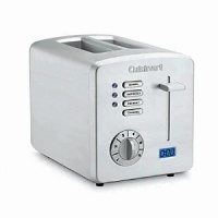 With an LED countdown timer, one-touch button controls, a 6-shade dial and settings for bagel, reheating and defrosting, this two-slice toaster is a helpful addition to the countertop. The sophisticated styling includes brushed stainless steel housing with polished accents. Manufacturer's limited 3-year warranty. With an LED countdown timer, one-touch button controls, a 6-shade dial and settings for bagel, reheating and defrosting, this two-slice toaster is a helpful addition to the countertop. The sophisticated styling includes brushed stainless steel housing with polished accents. Manufacturer's limited 3-year warranty.