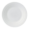 Embossed with clean, geometric patterns comprised of subtle diamond shapes, this attractive set of dinnerware is crafted in pure white bone china for a mannered elegance that complements your finest table setting.