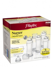 Playtex 5 Count Nurser Baby Bottle, White Playtex 5 Count Nurser Baby Bottle, White