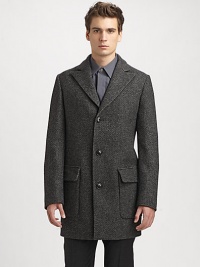 A sleek, single-breasted virgin-wool coat with a touch of stretch for a great fit.Notched collarButton frontPatch pocketsBack ventAbout 33 from shoulder to hem95% virgin wool/5% polyamideDry cleanMade in Italy A sleek, single-breasted virgin-wool coat with a touch of stretch for a great fit.Notched collarButton frontPatch pocketsBack ventAbout 33 from shoulder to hem95% virgin wool/5% polyamideDry cleanMade in Italy