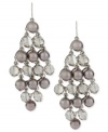 Taupe-colored glass pearls come together in a stunning display in these chandelier earrings from Kenneth Cole New York. The diamond-shaped base, crafted from silver-tone mixed metal, also features sparkling glass accents. Item comes packaged in a signature Kenneth Cole New York Gift Box. Approximate drop: 3-1/10 inches.