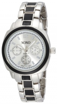 XOXO Women's XO112 Silver Dial Silver-tone and Black Enamel Bracelet Watch XOXO Women's XO112 Silver Dial Silver-tone and Black Enamel Bracelet Watch