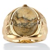 PalmBeach Jewelry Men's Oval-Shaped Genuine Jasper Cabochon 14k Yellow Gold-Plated Classic Ring