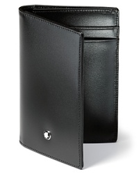 Crafted from black southern German full-grain cowhide with unique Montblanc shine, this business card holder includes a main compartment, 2 pockets for credit cards and an additional pocket. Crafted from black southern German full-grain cowhide with unique Montblanc shine, this business card holder includes a main compartment, 2 pockets for credit cards and an additional pocket.