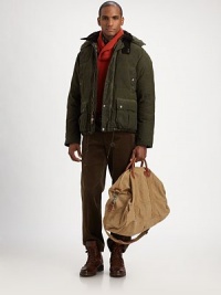 Imbued with vintage character and authentic style, a classic down jacket is crafted from durable oilcloth with rugged utility pockets.Zip frontSnap button placketAttached hoodChest welt, waist flap pocketsDrawstring hemAbout 30 from shoulder to hemCottonDry cleanImported Imbued with vintage character and authentic style, a classic down jacket is crafted from durable oilcloth with rugged utility pockets.Zip frontSnap button placketAttached hoodChest welt, waist flap pocketsDrawstring hemAbout 30 from shoulder to hemCottonDry cleanImported