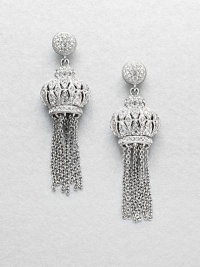 EXCLUSIVELY AT SAKS. A vintage-inspired style featuring hand-set, brilliant pavé crystals in a tassel drop design. CrystalsRhodium-plated brassDrop, about 1.75Post backImported 