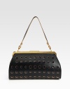 A modern and avant-garde brand with beautifully-crafted pieces such as this luxurious, perforated leather style.Top handle, 8 dropTop clasp closureInside pocketsFully lined12¾W X 7H X 4DMade in Italy