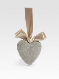 Charming and classic, this festive heart ornament is made up entirely of dazzing, fine glass glitter.Satin ribbon loopGlass glitter5 X 5 X 4Handmade in USA Charming and classic, this festive heart ornament is made up entirely of dazzing, fine glass glitter.Satin ribbon loopGlass glitter5 X 5 X 4Handmade in USA
