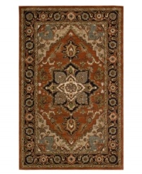 A bold, yet traditional pattern, this Nourison rug features a design that melds classic Persian design with sophisticated, rich color. With its opulent 100% natural wool construction, this yarn-dyed and meticulously hand-tufted rug offers a beautiful accent to traditional home décor. (Clearance) A bold, yet traditional pattern, this Nourison rug features a design that melds classic Persian design with sophisticated, rich color. With its opulent 100% natural wool construction, this yarn-dyed and meticulously hand-tufted rug offers a beautiful accent to traditional home décor. (Clearance)