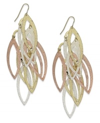 Three times the charm. These drop earrings from Style&co. shimmer and shake with multiple pendants with textured detail. Crafted in silver tone, gold tone and rose-gold tone mixed metal. Approximate drop: 4 inches.