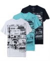 Rock out in this sweet audio print tee by Marc Ecko Cut & Sew.