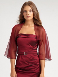 Gauzy silk chiffon in a fluttering, feminine bolero silhouette.Open frontFlared three-quarter sleevesSilkDry cleanImportedModel shown is 5'9 (175cm) wearing US size 4. Gauzy silk chiffon in a fluttering, feminine bolero silhouette.Open frontFlared three-quarter sleevesSilkDry cleanImportedModel shown is 5'9 (175cm) wearing US size 4.