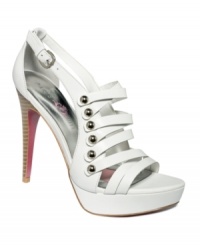 Paris Hilton's Millie platform sandals are all strapped up from top to bottom. With shiny buttons and sexy cut-outs these trendy sandals are a shoe-in for summer. Paris Hilton's Millie platform sandals are all strapped up from top to bottom. With shiny buttons and sexy cut-outs these trendy sandals are a shoe-in for summer.