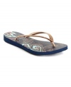 You can't go wrong with the classic cushioned flip flop! These slim sandals by Havaianas continue the tradition with a flat footbed and colorful thong strap.