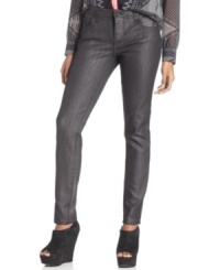 Shine on in Kut from the Kloth's skinny coated jeans in a sparkling metallic finish. Shine on in Kut from the Kloth's skinny coated jeans in a sparkling metallic finish.