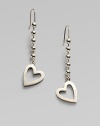 An open heart, etched with the Gucci name, dangles from a bold ball chain, crafted of polished sterling silver. Sterling silver Drop, about 2¼ Heart length, about ½ Ear wire Made in Italy