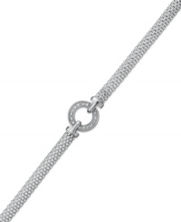 Shapely style with a hint of sparkle. This chic, circle charm bracelet is outlined by sparkling round-cut diamonds (1/5 ct. t.w.) with a trendy mesh chain. Set in sterling silver. Approximate length: 7-1/2 inches. Shapely style with a hint of sparkle. This chic, circle charm bracelet is outlined by sparkling round-cut diamonds (1/5 ct. t.w.) with a trendy mesh chain. Set in sterling silver. Approximate length: 7-1/2 inches.