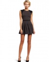 Rebecca Taylor Women's Cap Sleeve Dress, Dark Melange Grey, 4