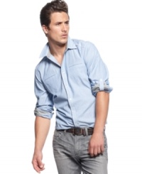 Ready to roll? Get out and get noticed in this roll-tab sleeved shirt from INC International Concepts. Ready to roll? Get out and get noticed in this roll-tab sleeved shirt from INC International Concepts.