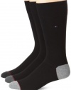 Tommy Hilfiger Men's 3 Pack Heel Toe Flatknit Crew Socks