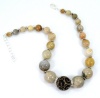 Semi Precious Stone Fossil Coral Choker Necklace Classic Earth Tone One of a Kind Hand Made Jewelry