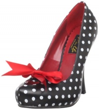 Pleaser Women's Cutiepie-06/BW Pump,Black/White Polyurethane/Polka Dots Print,10 M US