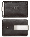 A double Gancini logo on the exterior augments the refined leather of this stately credit card holder, perfect for traveling abroad or a leaner, lighter carry.