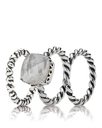 Style these three complementary PANDORA rings for a stackable look that steals the spotlight. Style these three complementary PANDORA rings for a stackable look that steals the spotlight.