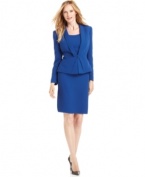 A look to take you from the boardroom to a client dinner in three easy pieces. Tahari by ASL's cobalt blue suit comes with a coordinating shell for a flawlessly matched ensemble.