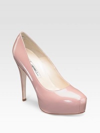 A classic silhouette on a modern hidden platform in shiny patent leather.Self-covered heel, 4¾ (120mm) Hidden platform, 1¼ (30mm) Compares to a 3½ heel (90mm) Closed toe with stitching detail Leather lining and sole Padded insole Made in ItalyOUR FIT MODEL RECOMMENDS ordering one half size up as this style runs small. A classic silhouette on a modern hidden platform in shiny patent leather.Self-covered heel, 4¾ (120mm) Hidden platform, 1¼ (30mm) Compares to a 3½ heel (90mm) Closed toe with stitching detail Leather lining and sole Padded insole Made in ItalyOUR FIT MODEL RECOMMENDS ordering one half size up as this style runs small.