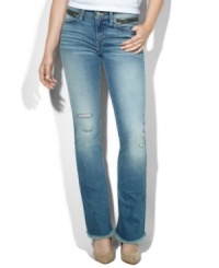 With its signature skinny bootcut style, sequin flourishes and slight distressing, Levi's Demi Curve jeans bring downtown spunk to your closet of denim. With its signature skinny bootcut style, sequin flourishes and slight distressing, Levi's Demi Curve jeans bring downtown spunk to your closet of denim.