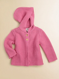 Shiny goldtone buttons lend a Midas touch to this ultra-cute, ultra-cozy knit hoodie.Attached hoodLong sleevesButton-frontCottonMachine washImported Please note: Number of buttons may vary depending on size ordered. Shiny goldtone buttons lend a Midas touch to this ultra-cute, ultra-cozy knit hoodie.Attached hoodLong sleevesButton-frontCottonMachine washImported Please note: Number of buttons may vary depending on size ordered.