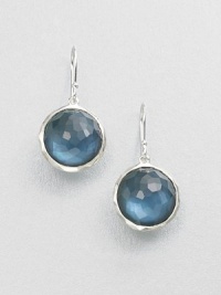 From the Wonderland Collection. Faceted, circular indigo doublets set in hammered sterling silver in a pretty drop design. Indigo doubletsSterling silverDrop, about 1.2Hook backImported From the Wonderland Collection. Faceted, circular indigo doublets set in hammered sterling silver in a pretty drop design. Indigo doubletsSterling silverDrop, about 1.2Hook backImported