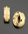 Infuse every day with sophistication. Satin and polished treatments pair perfectly on beautiful 14k gold hoop earrings.