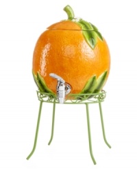 Straight from the grove, the Orange beverage dispenser from Martha Stewart Collection wakes up your daily routine with refreshing whimsy. A stand makes it easy to fill a tall glass. Straight from the grove, the Orange beverage dispenser from Martha Stewart Collection wakes up your daily routine with refreshing whimsy. A stand makes it easy to fill a tall glass.