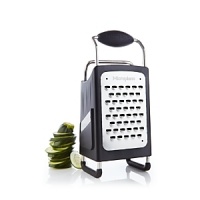 The Microplane 4-Sided Box Grater includes the three most popular blades (fine, medium ribbon, and extra course) as well as a fourth slicer blade.