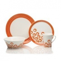 Mikasa Circle Chic 4-Piece Dinnerware Set, Orange Mikasa Circle Chic 4-Piece Dinnerware Set, Orange