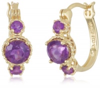 18k Gold Plated Sterling Silver African Amethyst Hoop Earrings (0.7 Diameter) 18k Gold Plated Sterling Silver African Amethyst Hoop Earrings (0.7 Diameter)