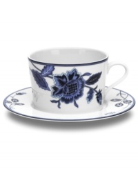 Lush blossoms in all shades of blue take root in this white porcelain cappuccino cup & saucer set. From Mikasa, Indigo Bloom dinnerware brings cool refreshment to contemporary dining. (Clearance) Lush blossoms in all shades of blue take root in this white porcelain cappuccino cup & saucer set. From Mikasa, Indigo Bloom dinnerware brings cool refreshment to contemporary dining. (Clearance)
