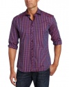 Stone Rose Men's Button Down Woven Silk Satin Trim Dress Shirt