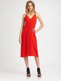 Infused with style and grace, this airy silk dress has a semi-sheer hem and an enticing v-back. V-neckSpaghetti strapsV-backSemi-sheer hemAbout 27 from natural waistSilkDry cleanImportedModel shown is 5'9 (175cm) wearing US size Small. Infused with style and grace, this airy silk dress has a semi-sheer hem and an enticing v-back. V-neckSpaghetti strapsV-backSemi-sheer hemAbout 27 from natural waistSilkDry cleanImportedModel shown is 5'9 (175cm) wearing US size Small.