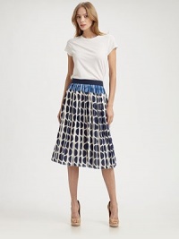 A vibrant print highlights featherweight crepe in this crisp, pleated A-line.High waistbandFull skirtSide zipperAbout 27 longPolyesterDry cleanImportedModel shown is 5'9 (175cm) wearing US size 4. A vibrant print highlights featherweight crepe in this crisp, pleated A-line.High waistbandFull skirtSide zipperAbout 27 longPolyesterDry cleanImportedModel shown is 5'9 (175cm) wearing US size 4.