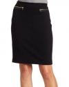 Calvin Klein Women's Faux Leather And Zip Detail Pencil Skirt