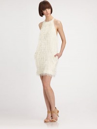 Slip into this flouncy, ultra-textured flirty dress in a classic shift silhouette. Jewel necklineCutout shouldersSleevelessFront slash pocketsBack button closureAbout 17 from natural waistNylonDry cleanMade in USA of Italian fabricModel shown is 5'10.5 (179cm) wearing US size 4. Slip into this flouncy, ultra-textured flirty dress in a classic shift silhouette. Jewel necklineCutout shouldersSleevelessFront slash pocketsBack button closureAbout 17 from natural waistNylonDry cleanMade in USA of Italian fabricModel shown is 5'10.5 (179cm) wearing US size 4.