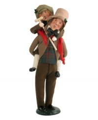 Despite the ever-present Scrooge, Bob Cratchit and son Tiny Tim appear merry and full of spirit in this handcrafted collectible inspired by A Christmas Carol. Despite the ever-present Scrooge, Bob Cratchit and son Tiny Tim appear merry and full of spirit in this handcrafted collectible inspired by A Christmas Carol.