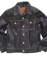 Classic blues. The perfect alternative to a coat, this denim jacket from Levi's adds rough-and-tumble appeal to any outfit. Classic blues. The perfect alternative to a coat, this denim jacket from Levi's adds rough-and-tumble appeal to any outfit.